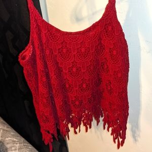 Red Tassel Crop Top